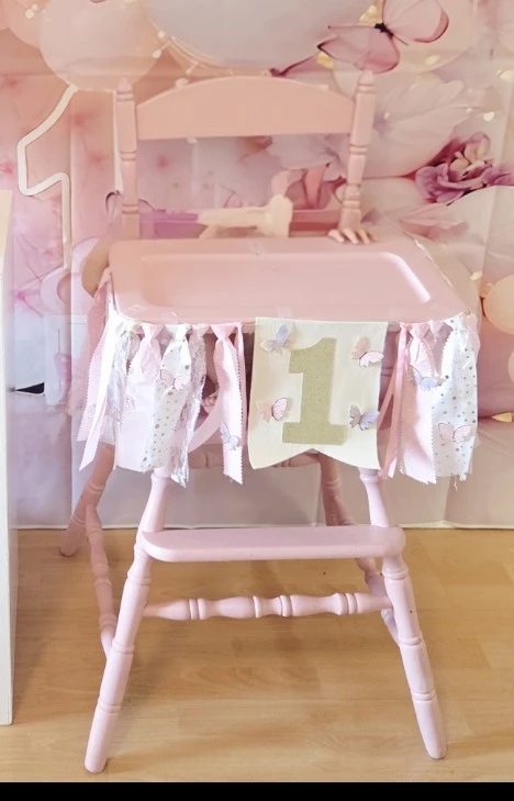 First birthday butterfly high chair banner