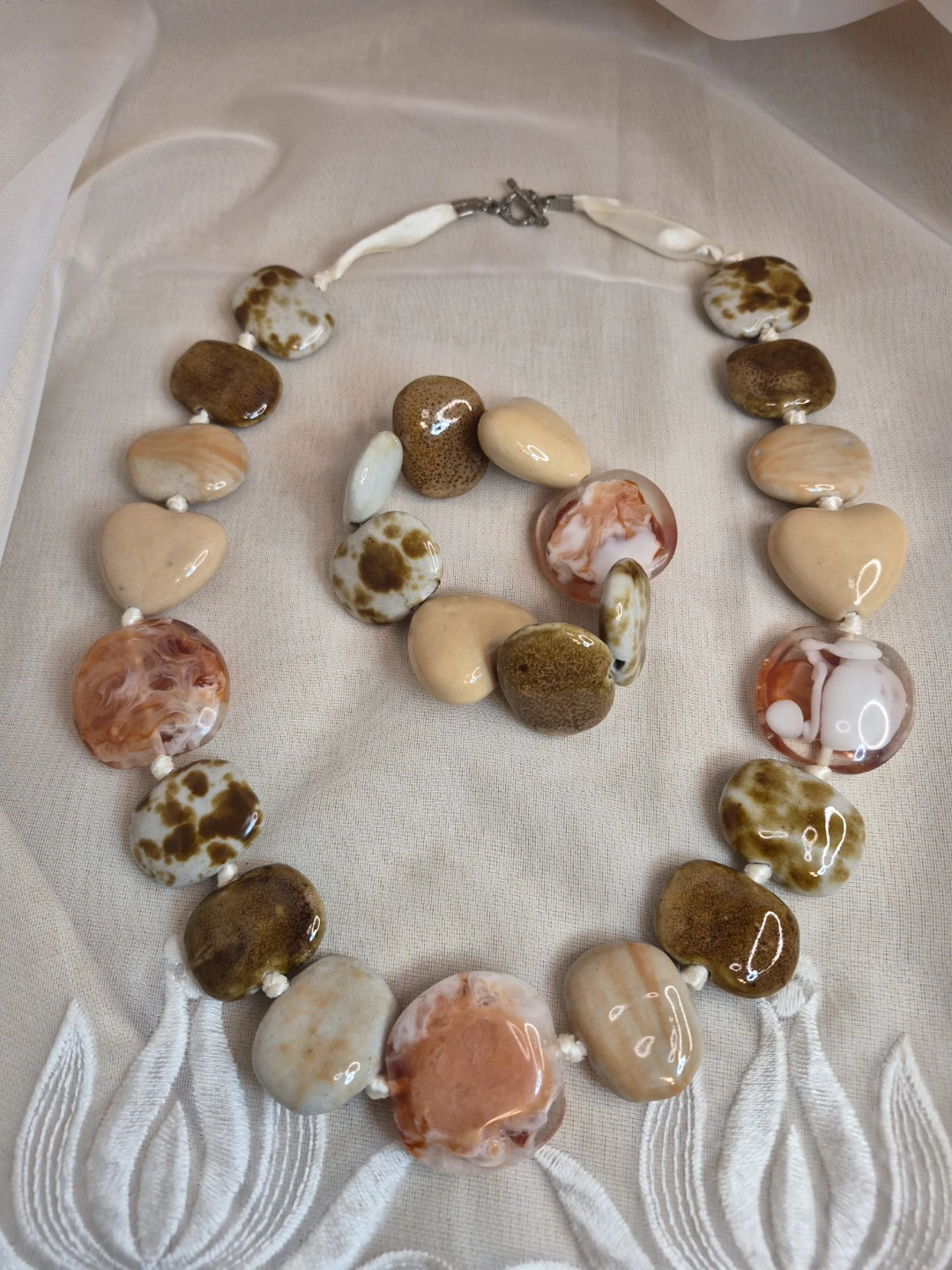 Beautiful Stone 12" Necklace & Stretch Bracelet Set