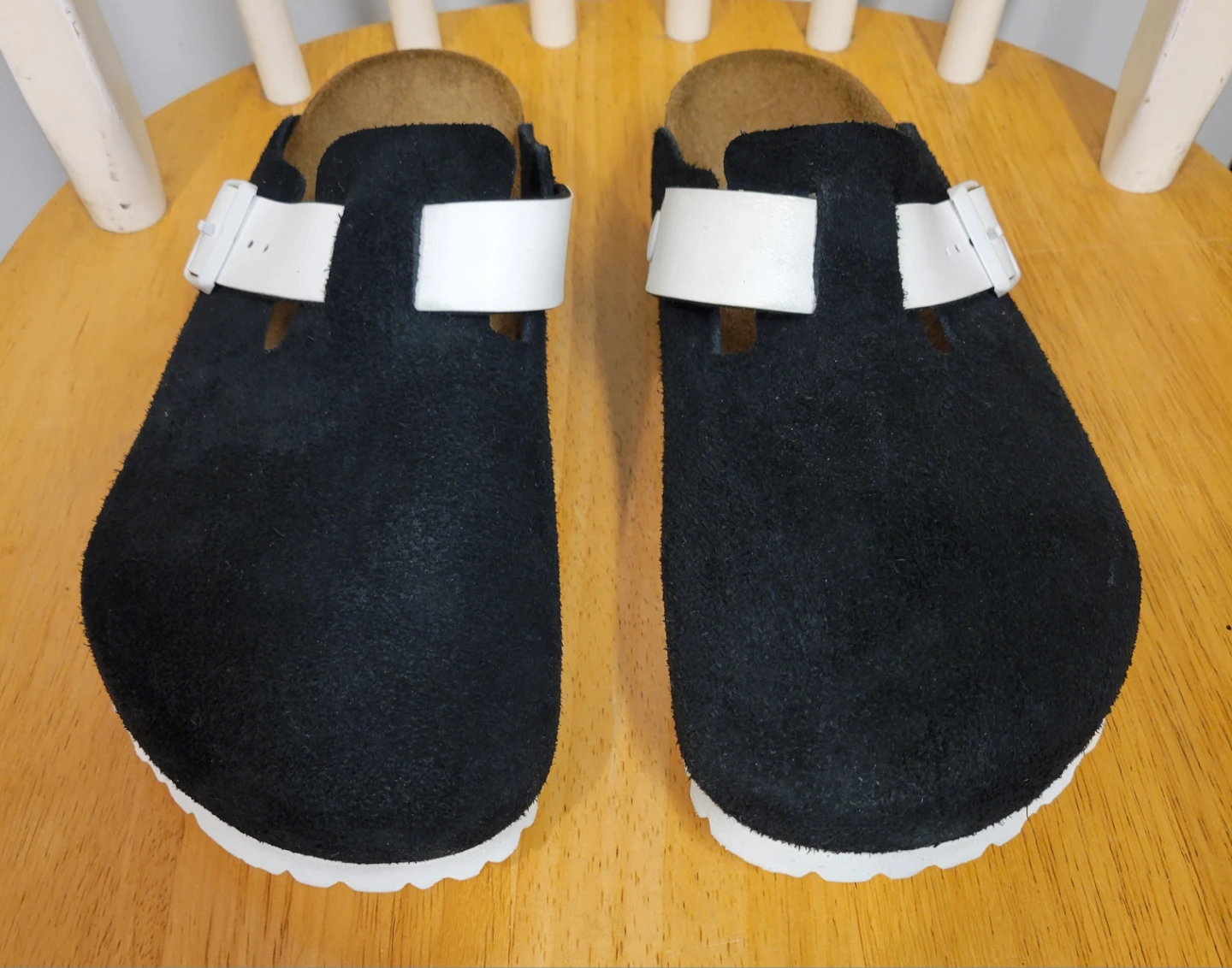 Birkenstock Boston Suede Clogs Black/White Size 42 / 9 Mens - photo 3