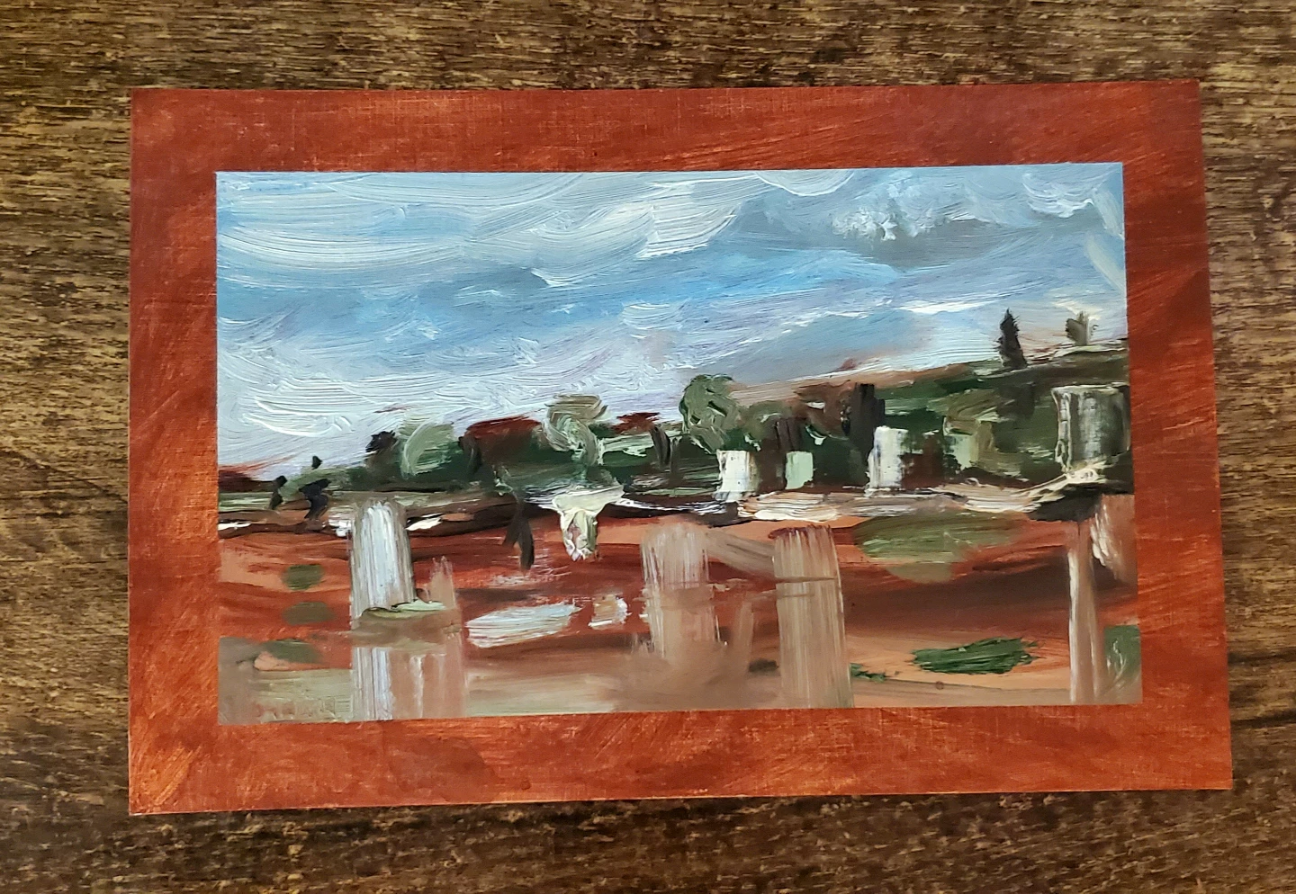 Original Hand-Painted Landscape on Board - photo 2
