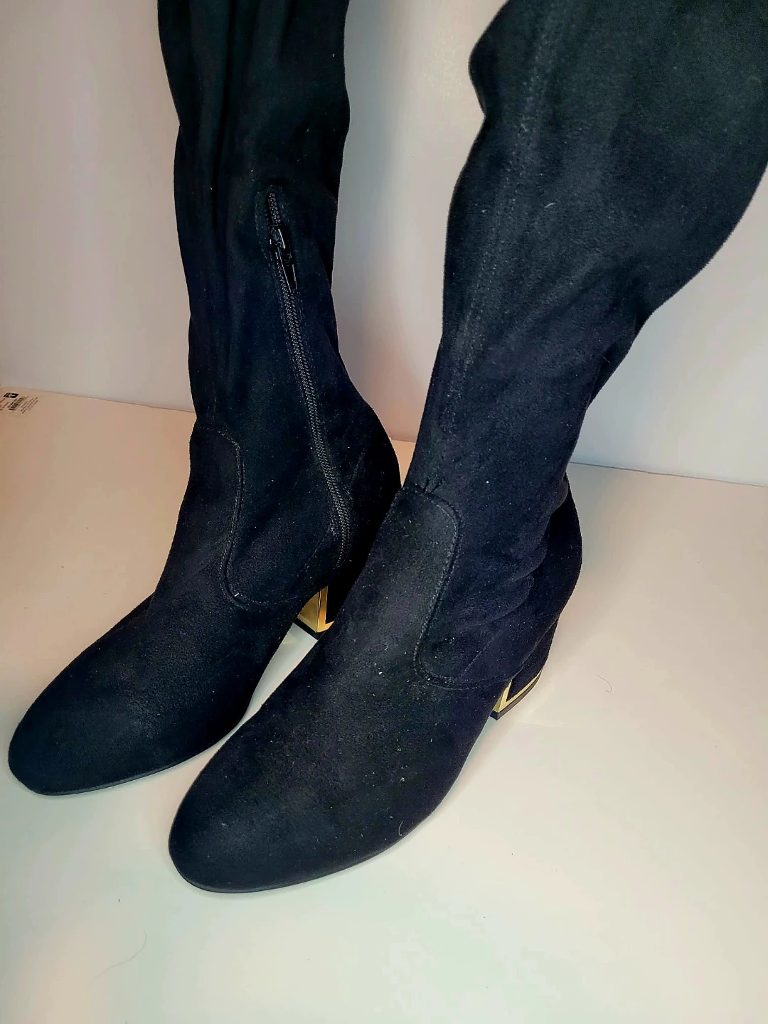 Black Suede Over-the-Knee Boots - photo 2