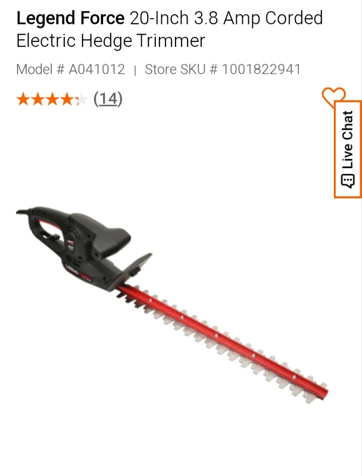 Legend Force 20-inch Electric Hedge Trimmer