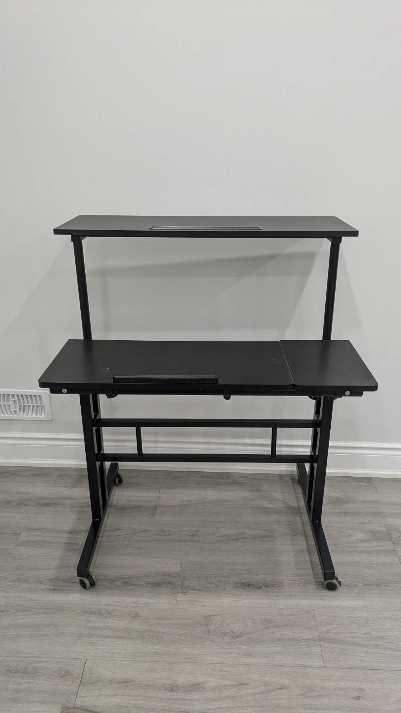 Adjustable Mobile Desk / Rolling Workstation - Black