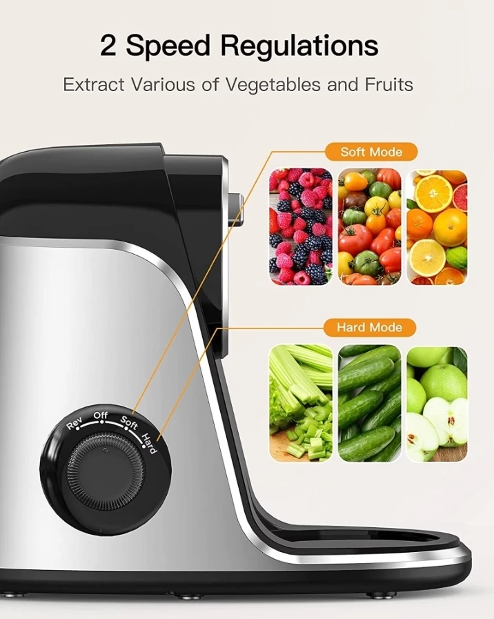 NEW!Juicer, 2 Speed & Reverse, BPA-Free Cold Press,Quiet Motor - photo 2
