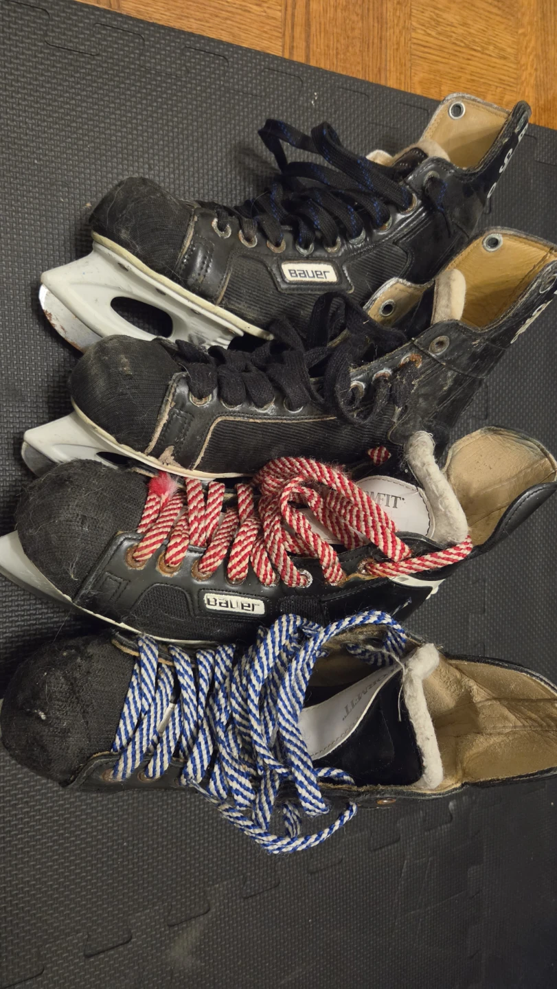 Two pairs of Bauer ice skates