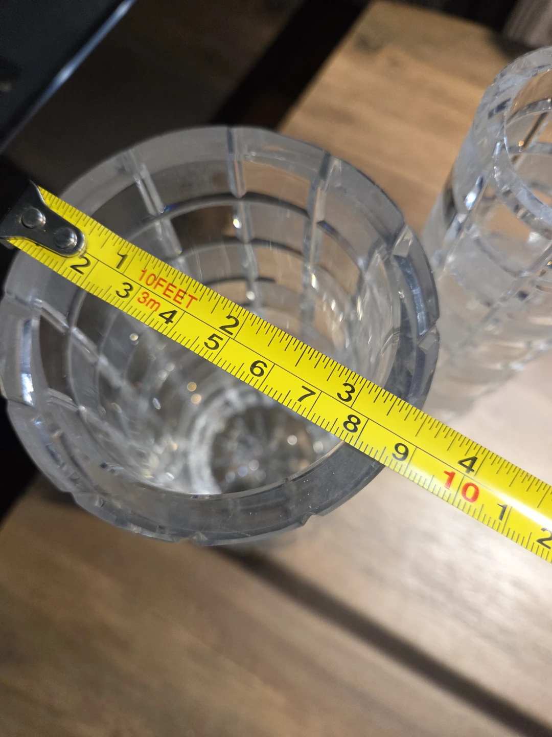 Pair of Vintage Crystal Vases – Checkerboard Cut Pattern - photo 4