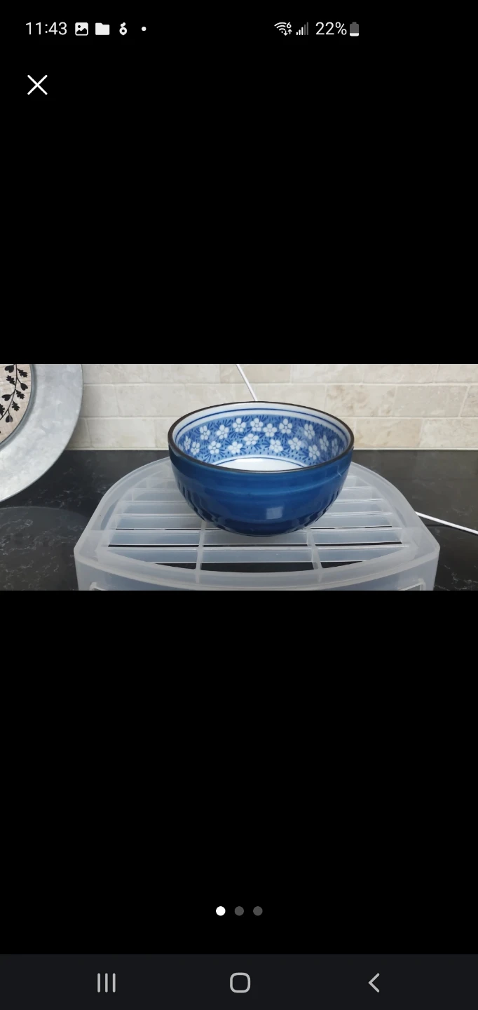 Blue and white ceramic floral bowl🏈 - photo 3
