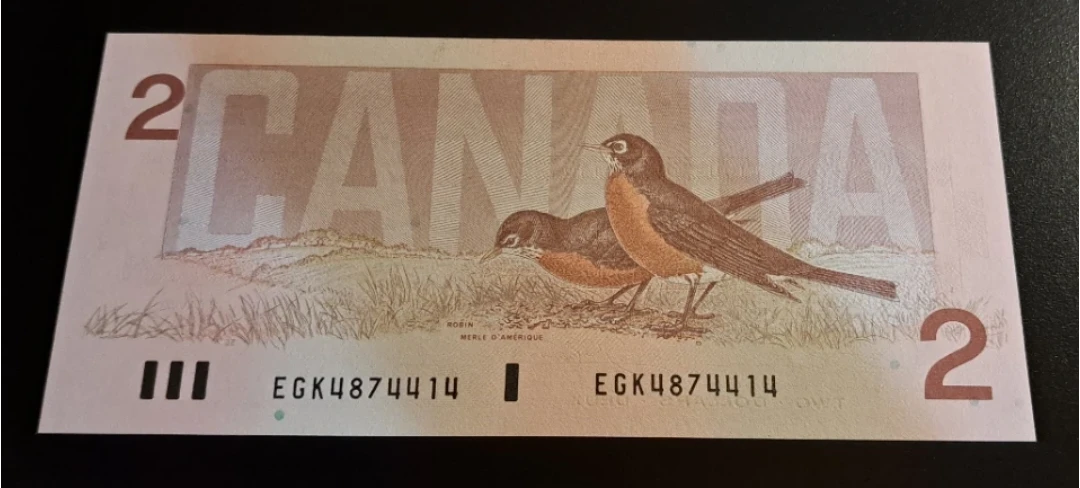 5 Consecutive, 1986 Canadian Two-Dollar, Bird Series Banknotes - photo 5