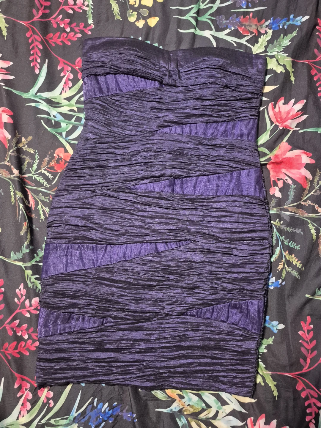 DAISY Purple Ruched Strapless Mini Dress
