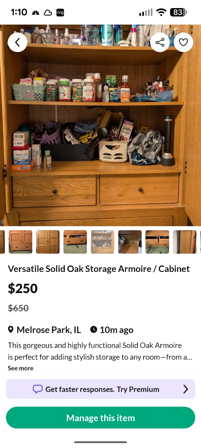 Versatile Solid Oak Storage Armoire / Cabinet - photo 5