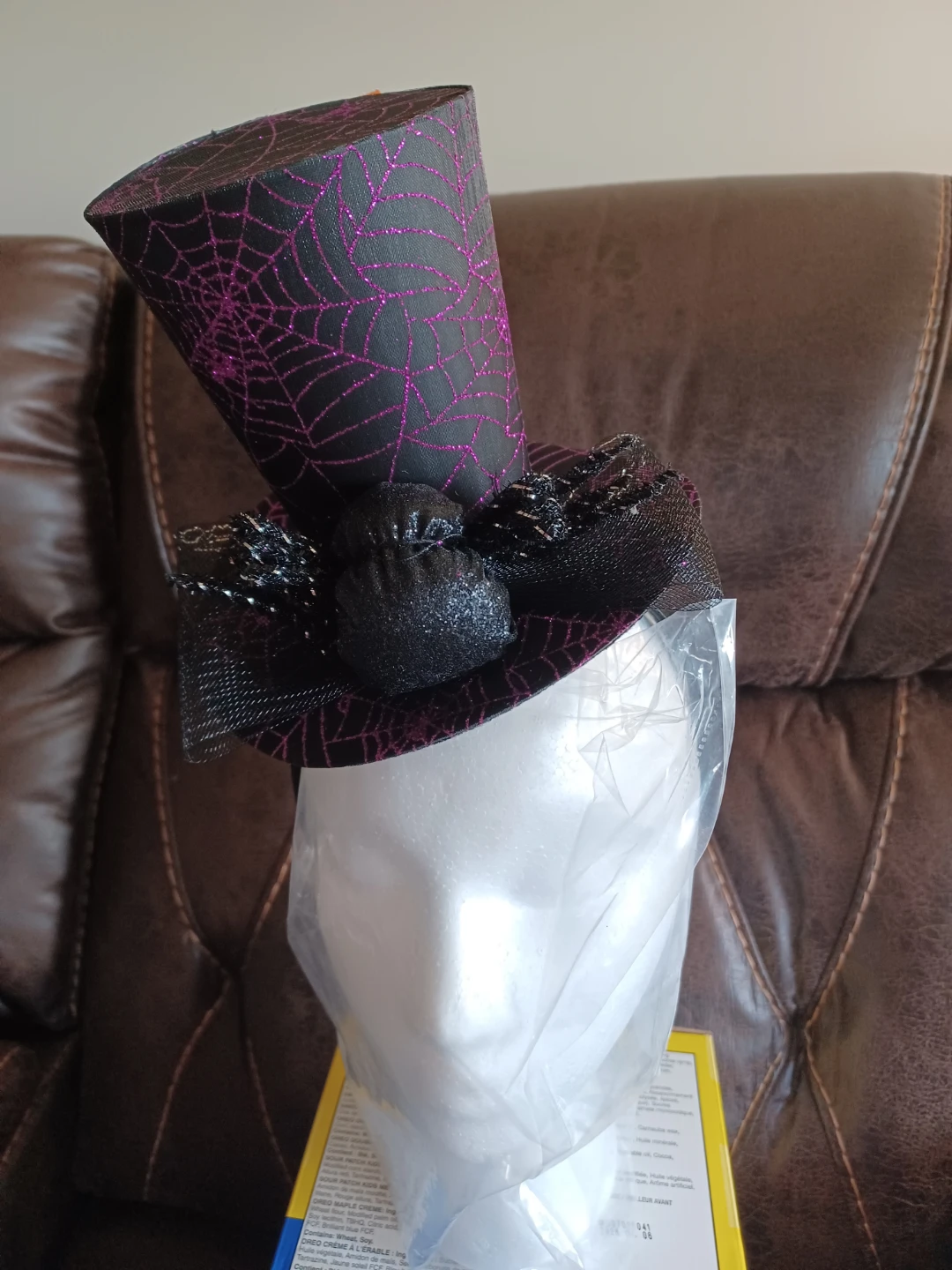 Halloween Top Hat with Spiderweb Design