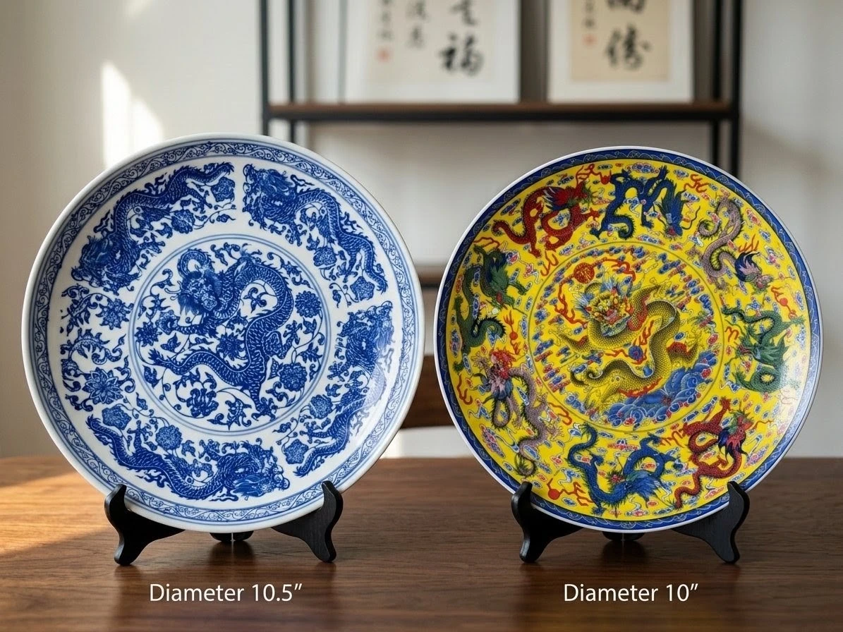 Vintage Chinese Decorative Dragon Plates – Set of 2.