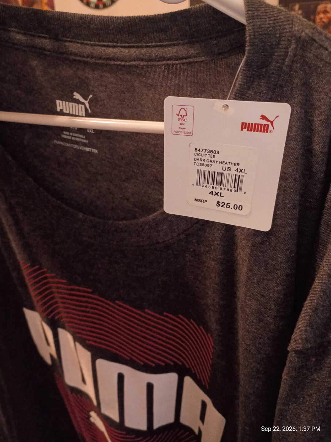 New Puma T-Shirt Gray 4XL - photo 3