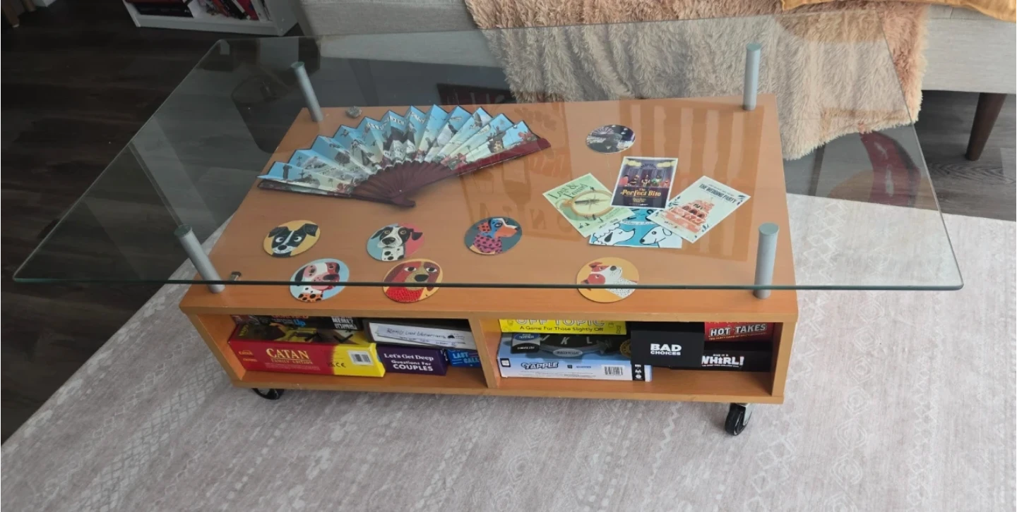 Coffee Table with Glass Top and Storage