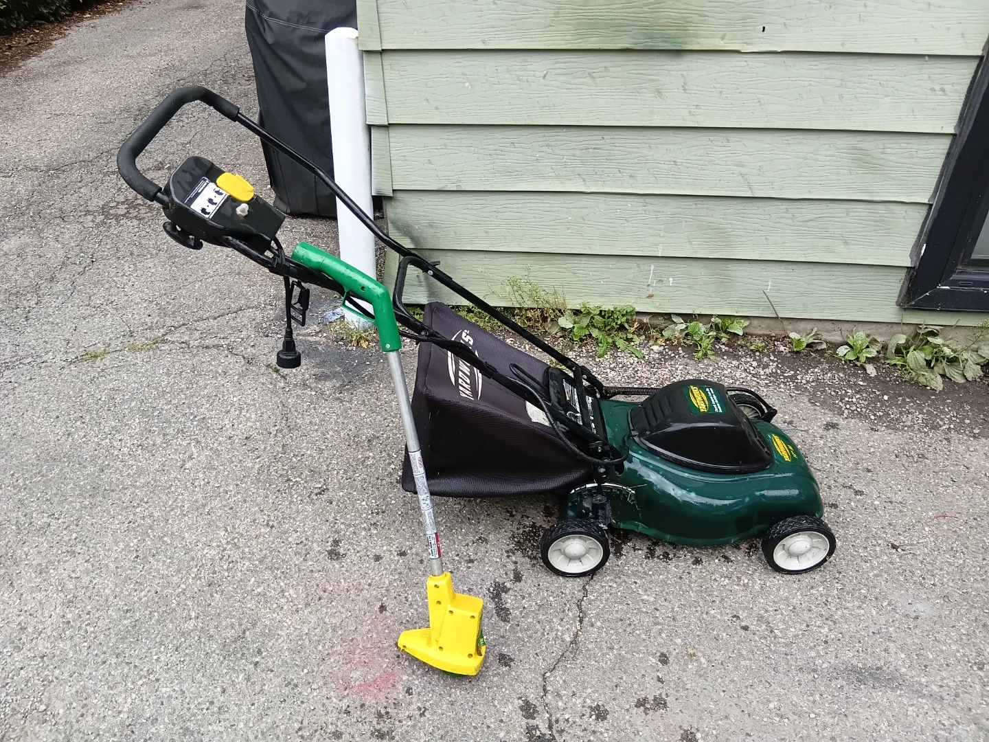 Yardworks 14" Electric Compact Lawn Mower & Weed Trimmer