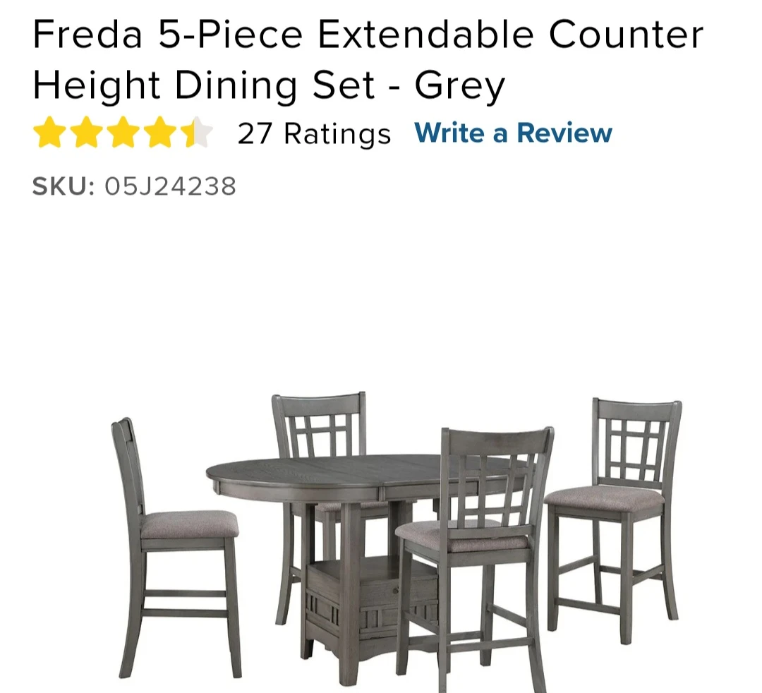 5-piece bar height expandable dining table with 4 chairs