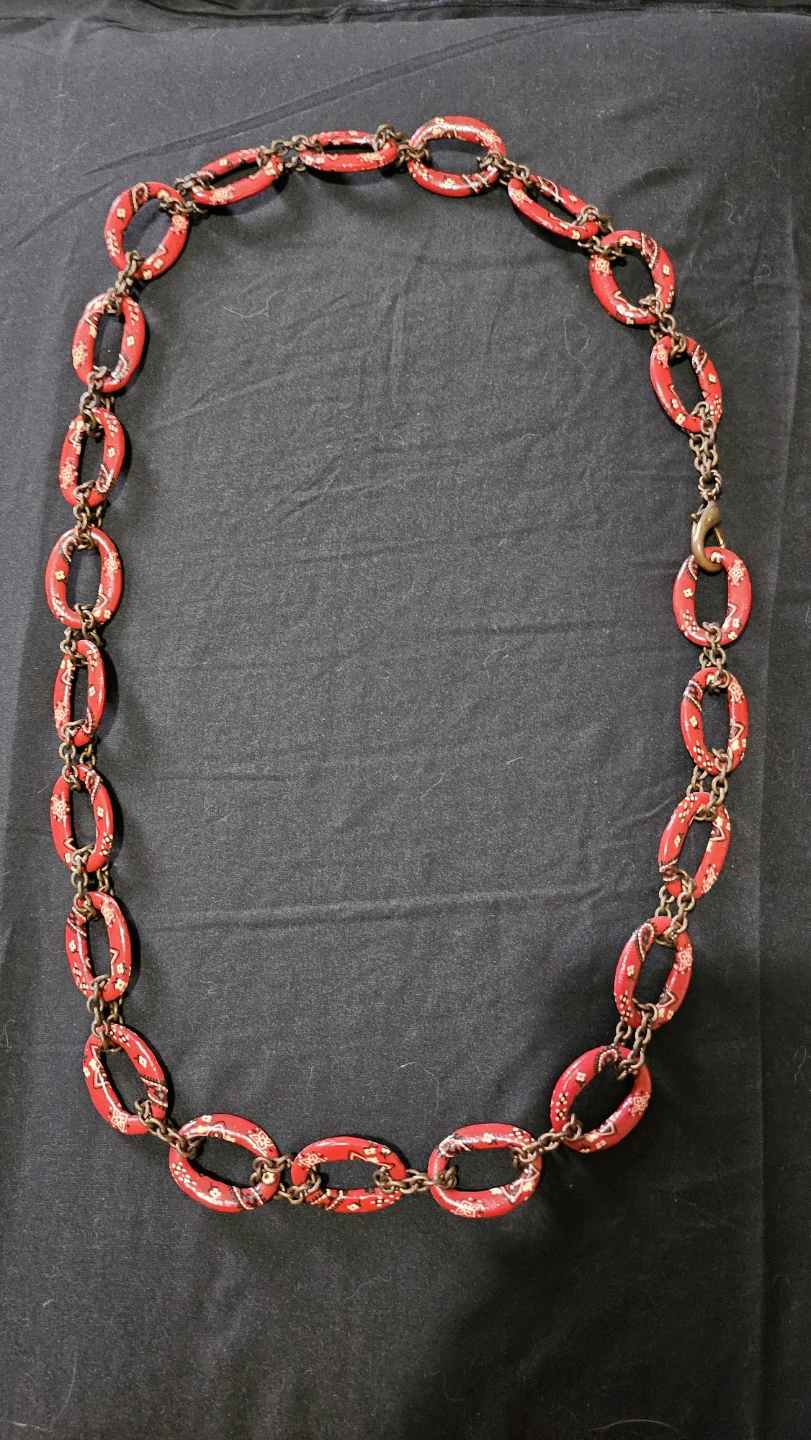 Red Bandana Pattern Statement Necklace