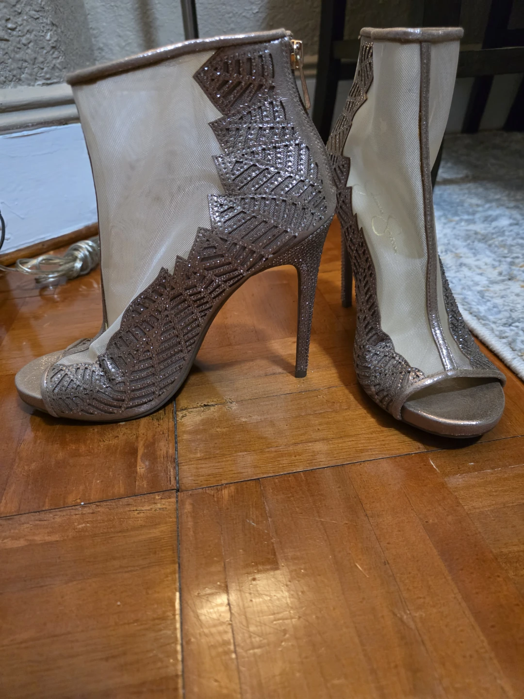 Material Girl Gray Peep-Toe Ankle Boots - photo 3