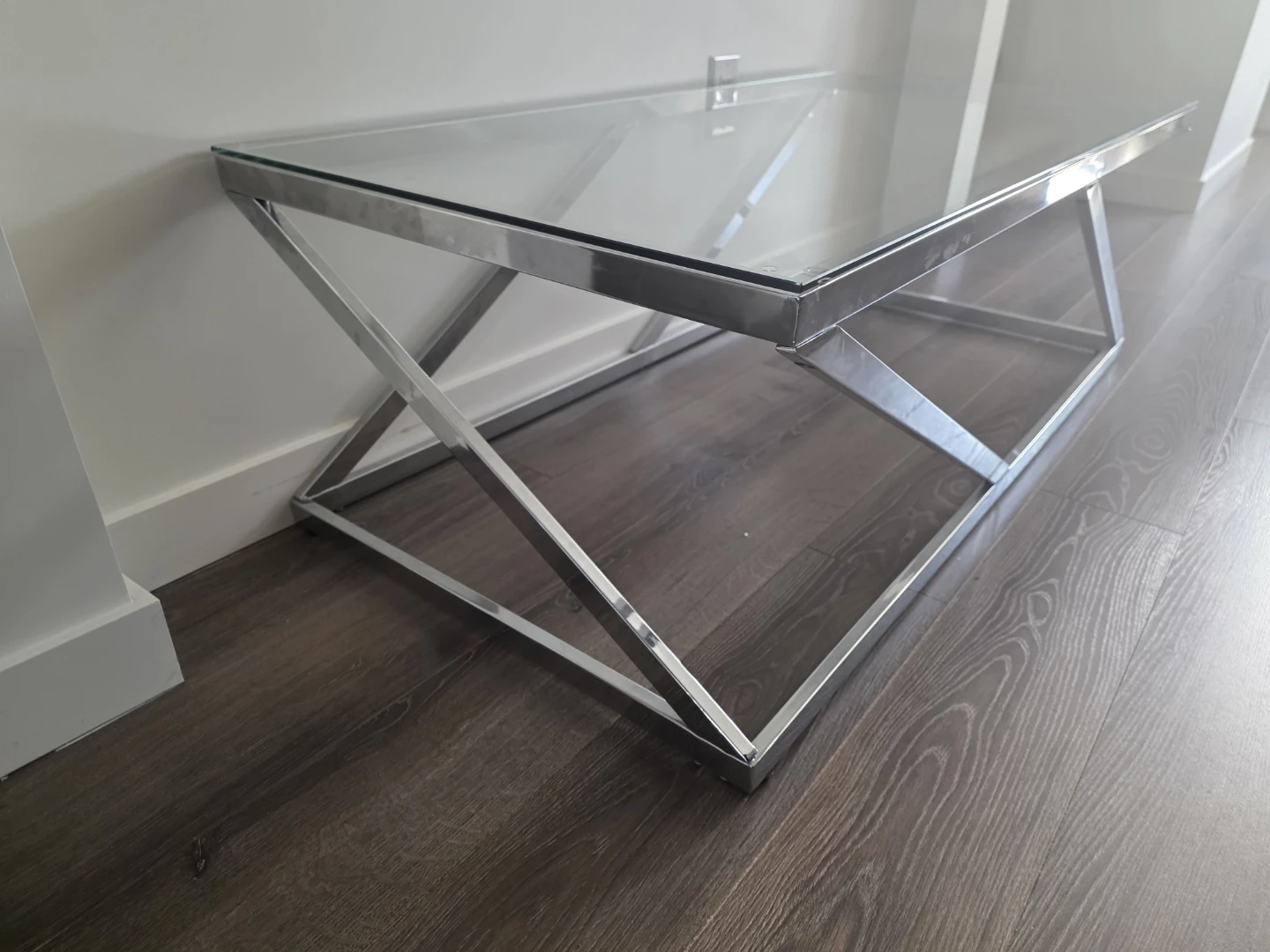 Modern Chrome and Glass Coffee Table - photo 2