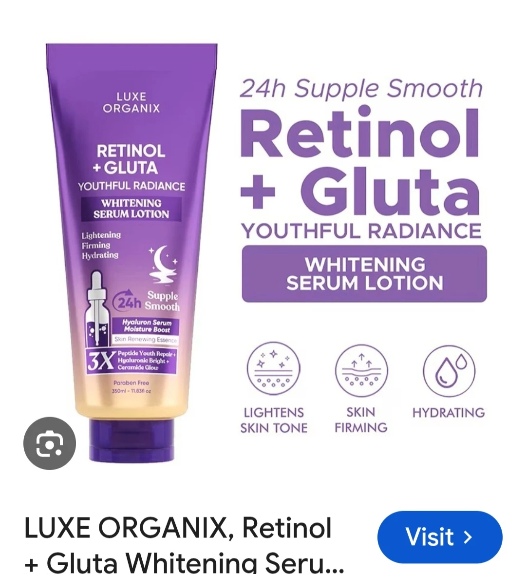 Luxe Organix Retinol + Gluta Whitening Serum Lotion
