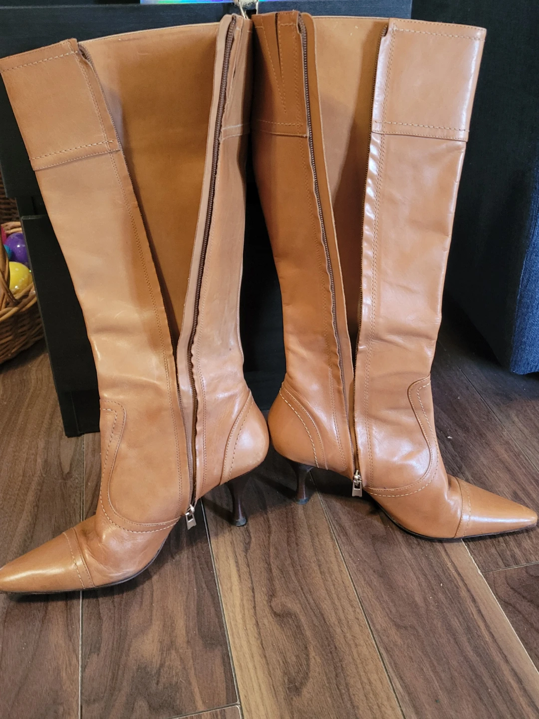 Tan Leather Knee-High Boots - photo 2