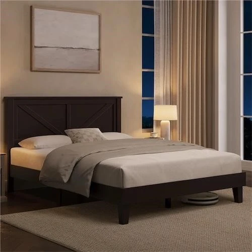 Queen Size Charcoal Black Platform Bed