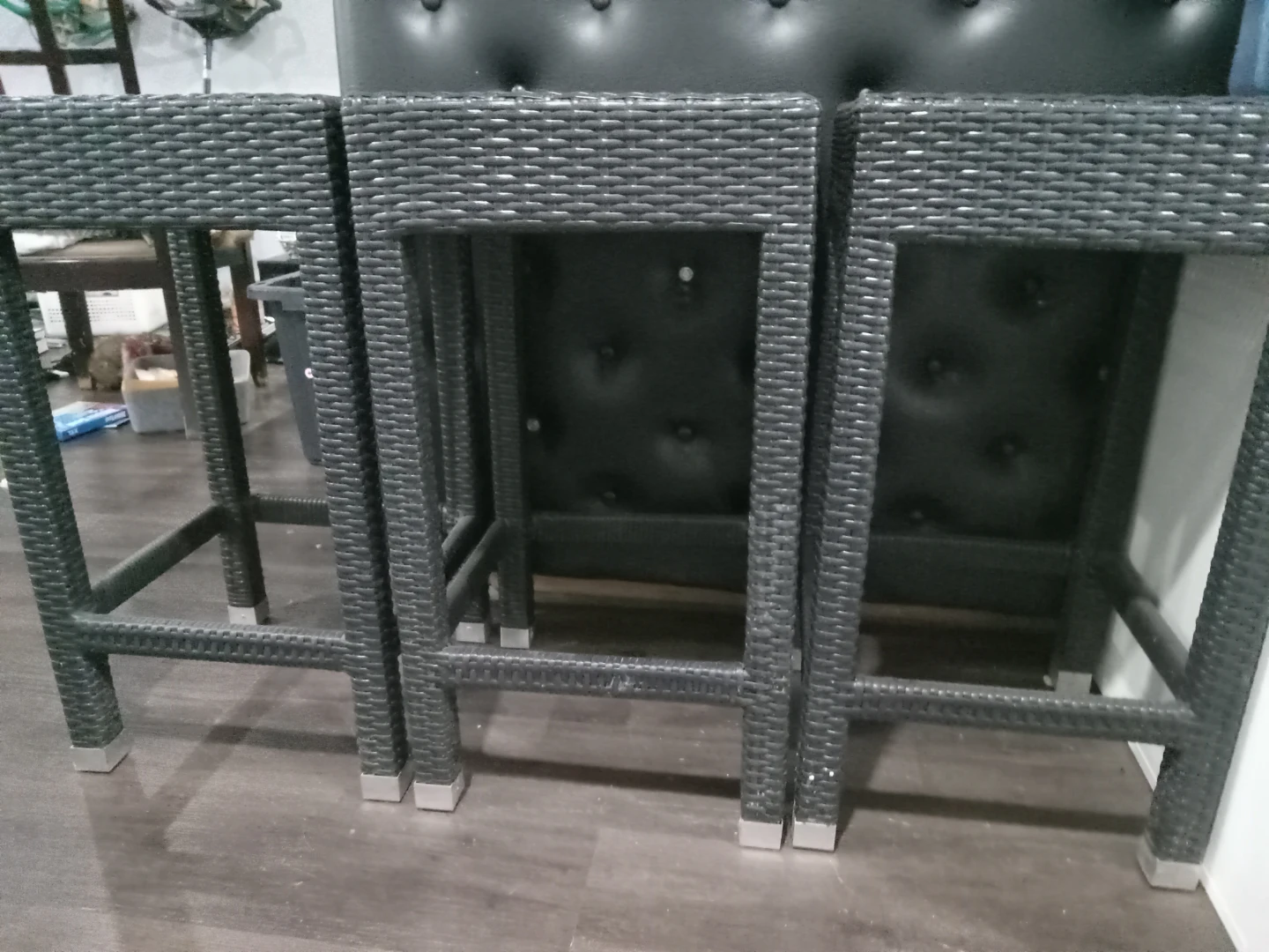 Set of 3 Wicker Bar Stools