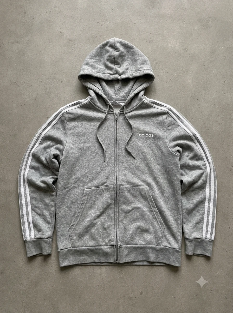Adidas Grey Zip-Up Hoodie