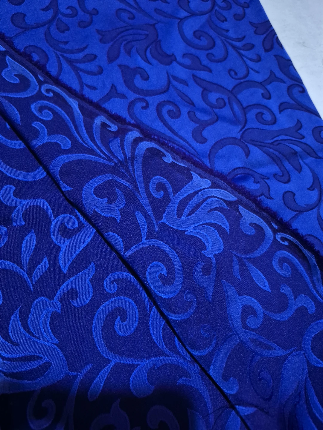 Royal Blue Floral Brocade Fabric 2 meters