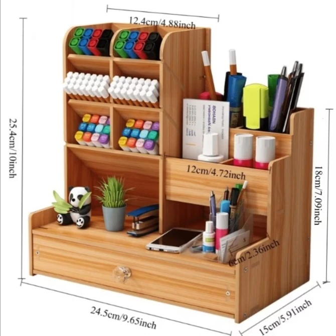 Wooden Desk Organizer with Drawer - photo 4