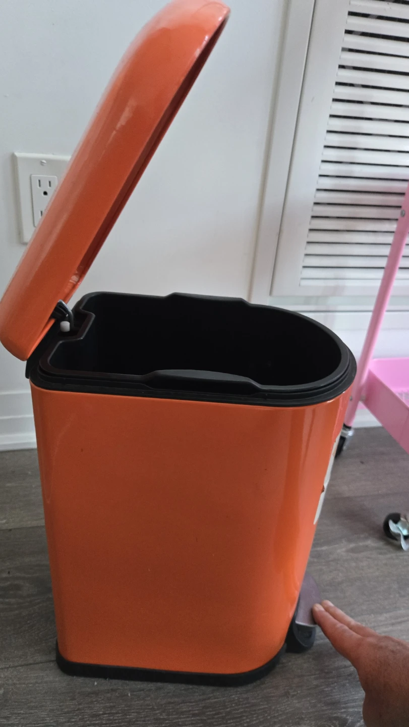 Orange Pedal Bin Trash Can - photo 2