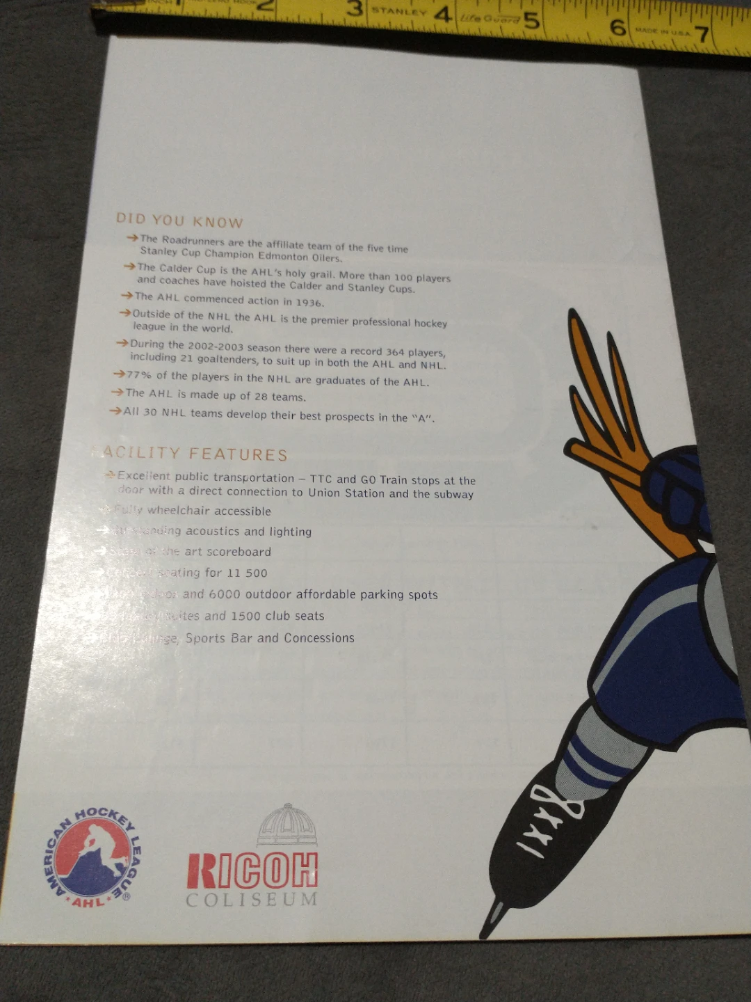 Defunct Toronto Roadrunners 2003/04 Inaugural Season Brochure - photo 3