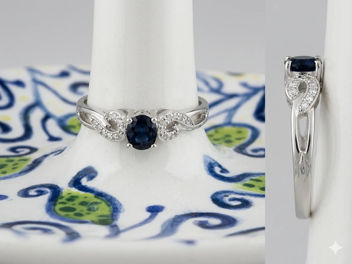 Oval Sapphire and Diamond Accent Ring