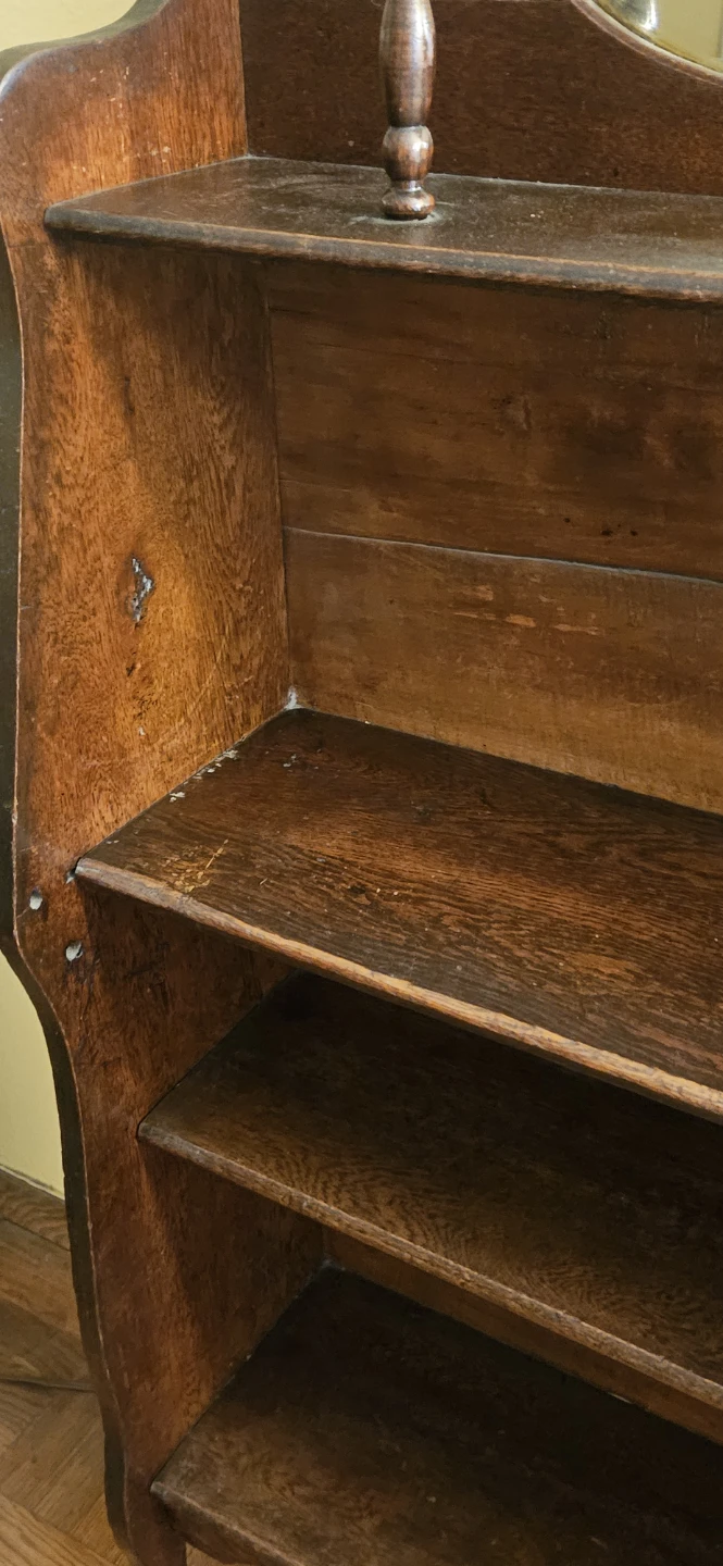 Antique Wooden Curio Shelf with Oval Mirror - photo 5