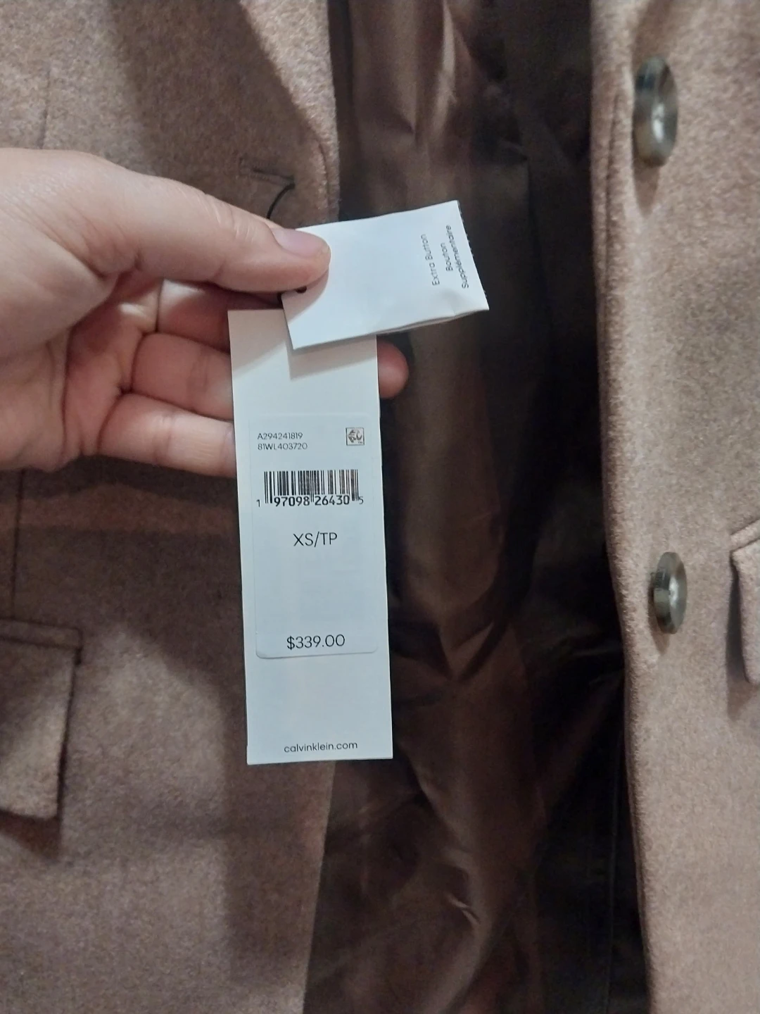 Calvin Klein Tan Coat Size XS - photo 4