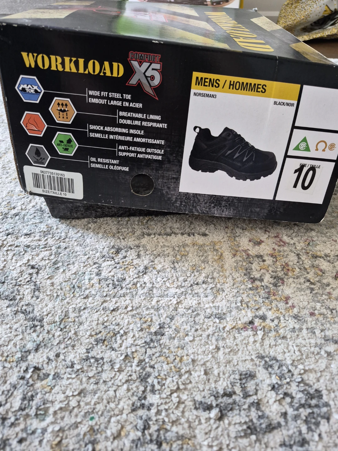Workload Comfort X5 Steel Toe Boots - Size 10