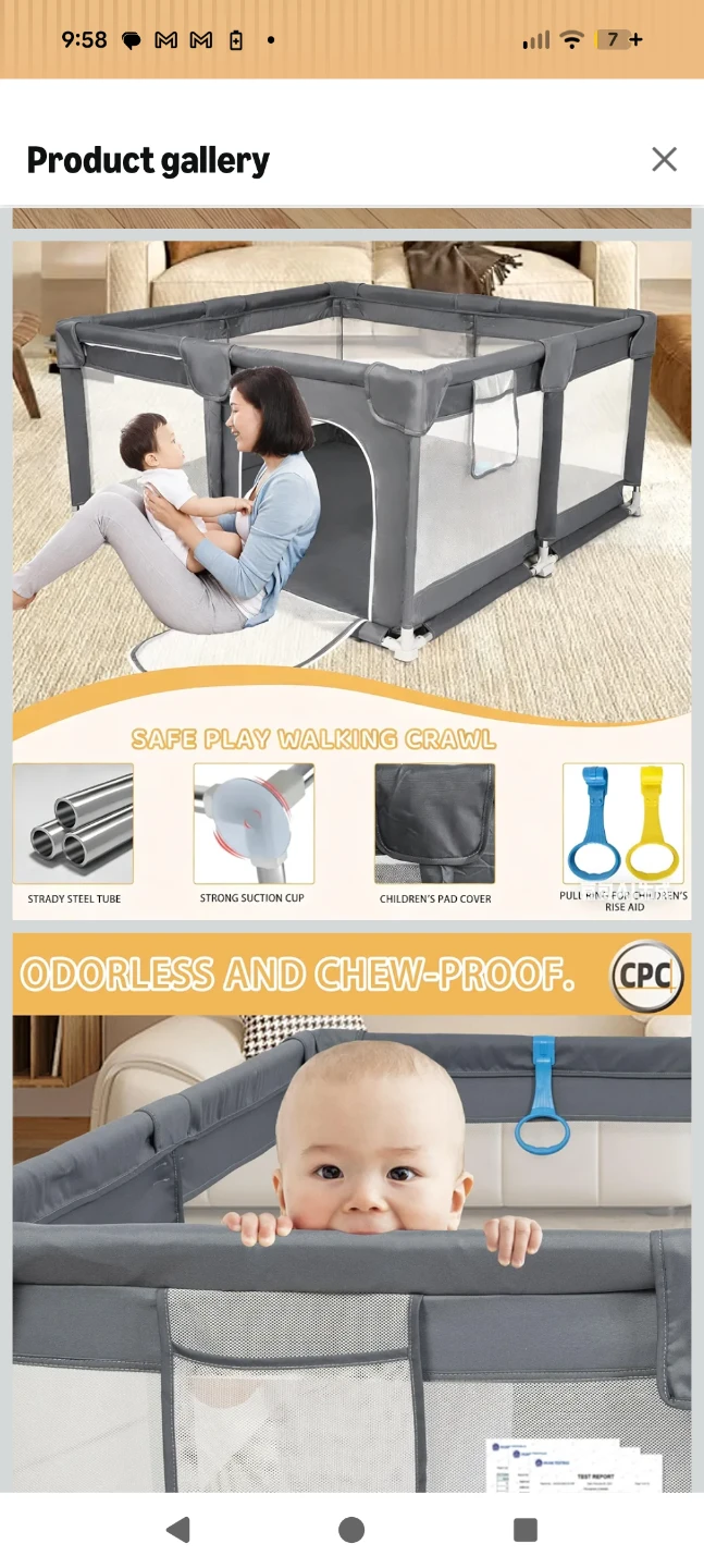 Large Toddler Playpen in Dark Grey