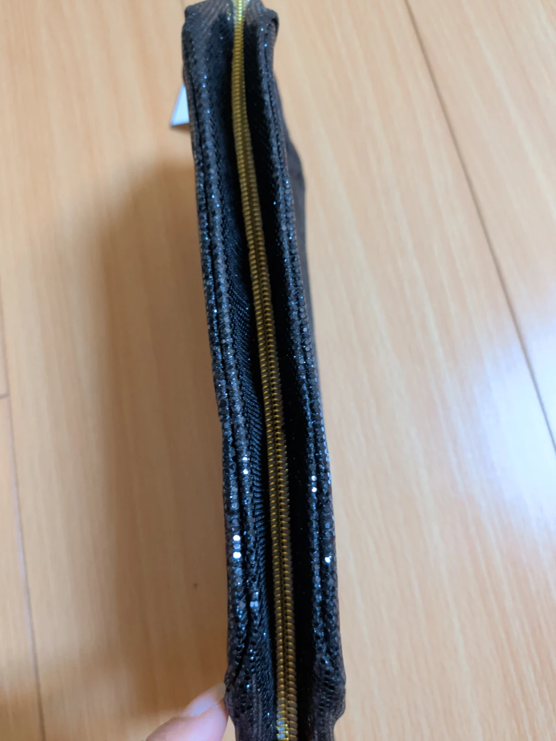 Macy's Black Glitter Cosmetic Pouch - photo 2