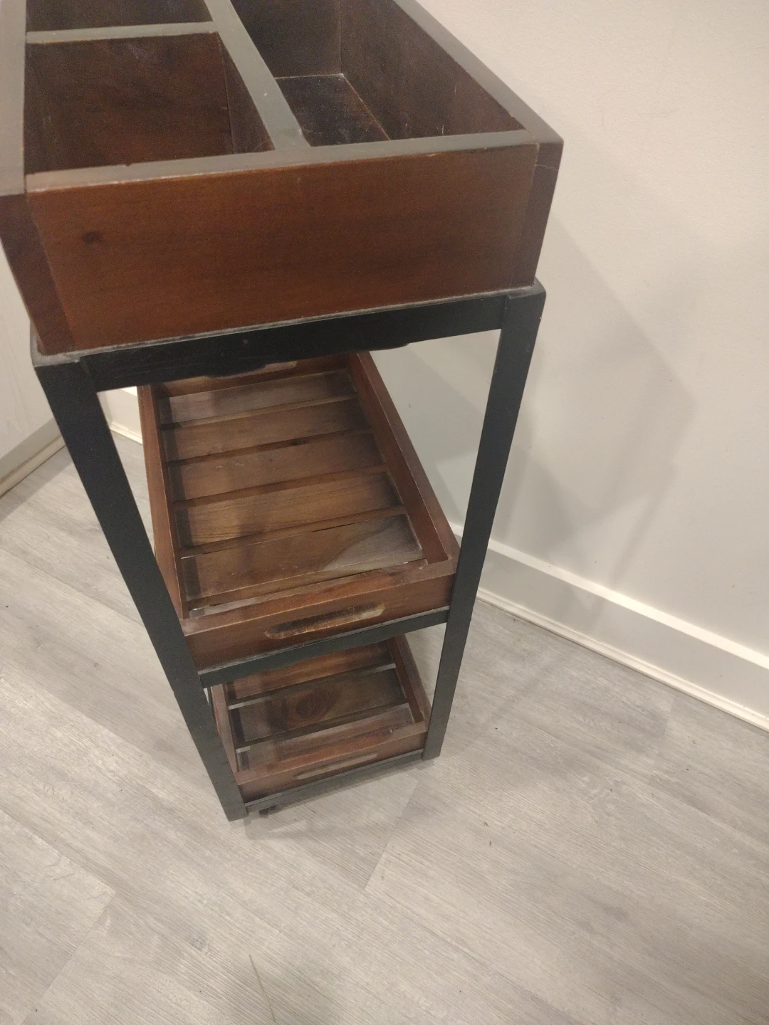 Industrial Rolling Wood and Metal Storage Cart - photo 2
