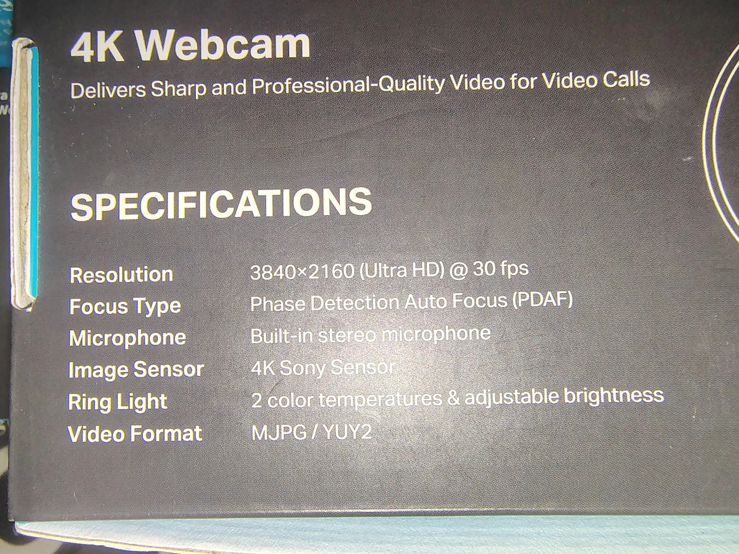 PixelForge 1940 4K Ultra HD Webcam with Built-in Ring Light - photo 4