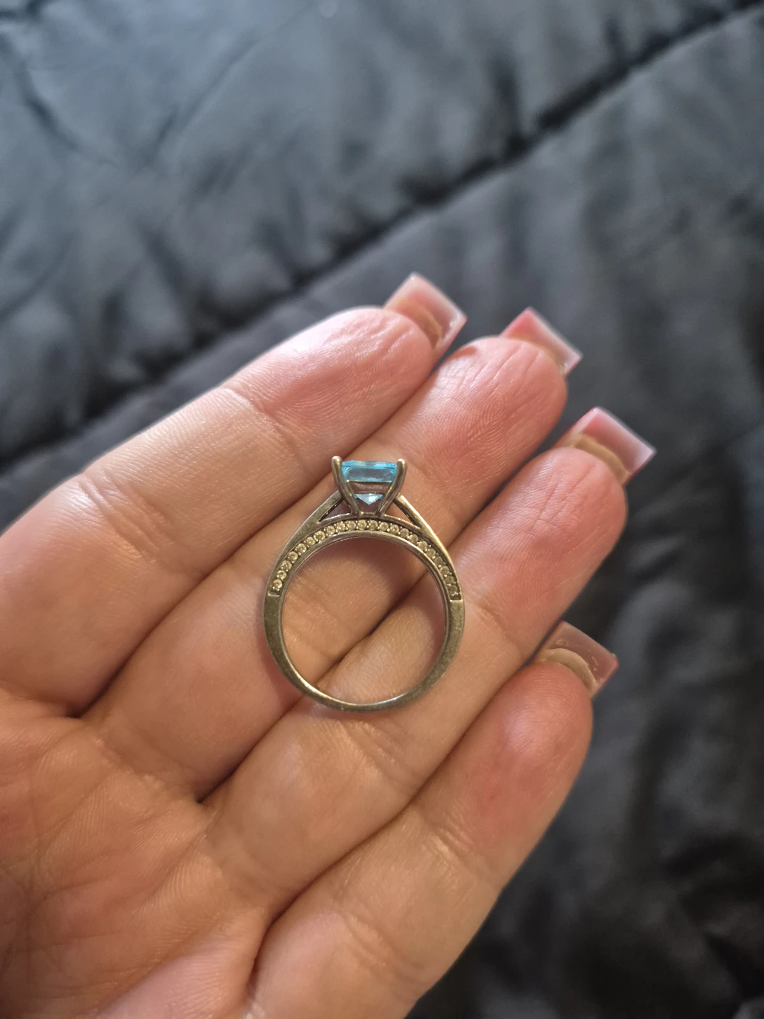 Blue Stone Silver-Tone Ring - photo 2
