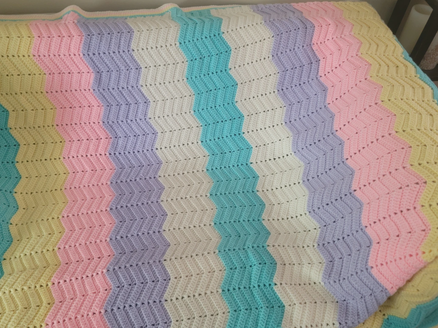 Handcrafted Crochet Pastel Blanket 60" × 60"