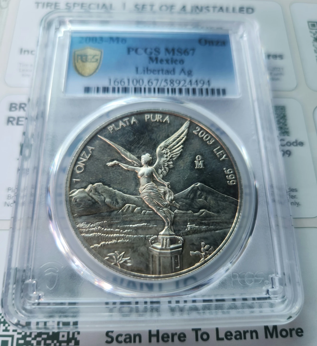 2003 Mexico Libertad Ag 1 Onza Silver Coin PCGS MS67