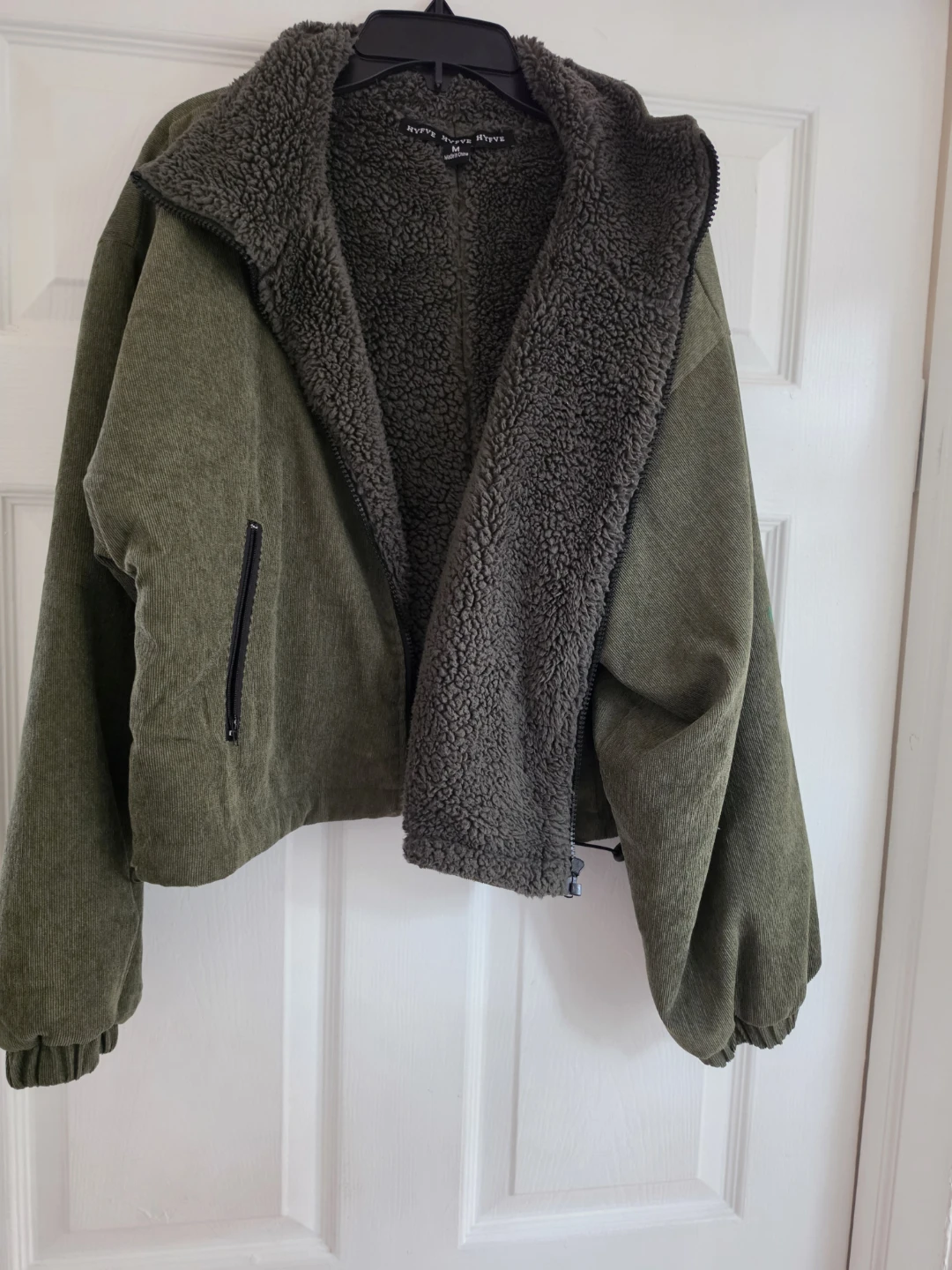 HYFVE Olive Green Corduroy Sherpa Jacket
