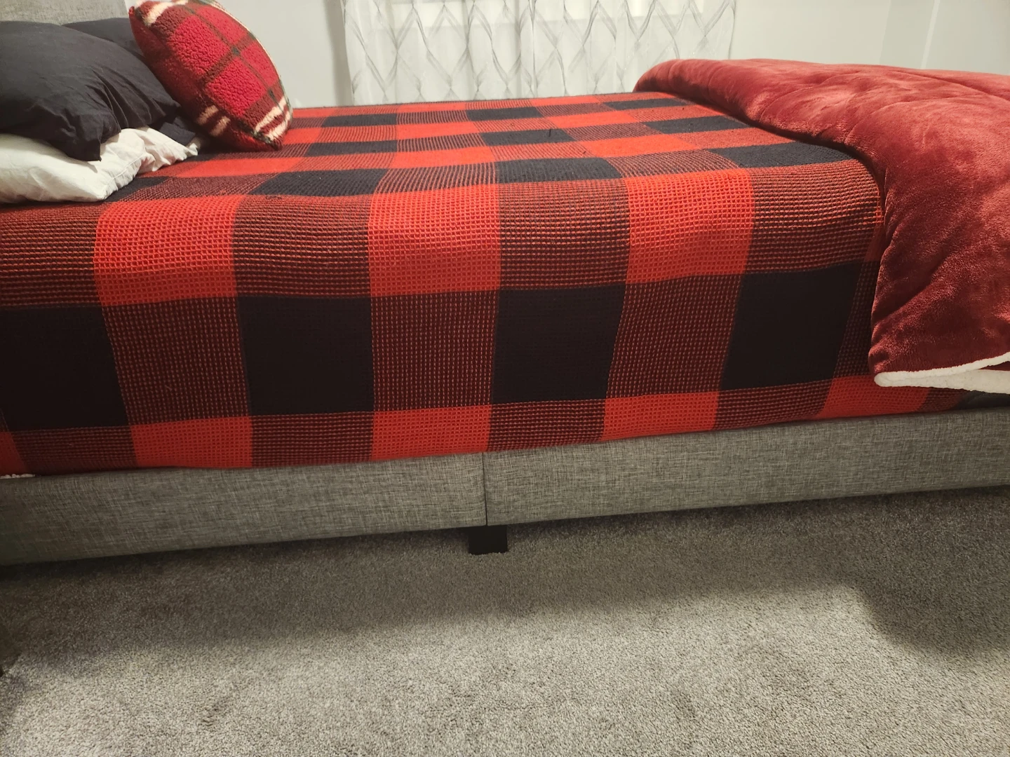 Grey Fabric Upholstered Button-Tufted Bed Frame - photo 3