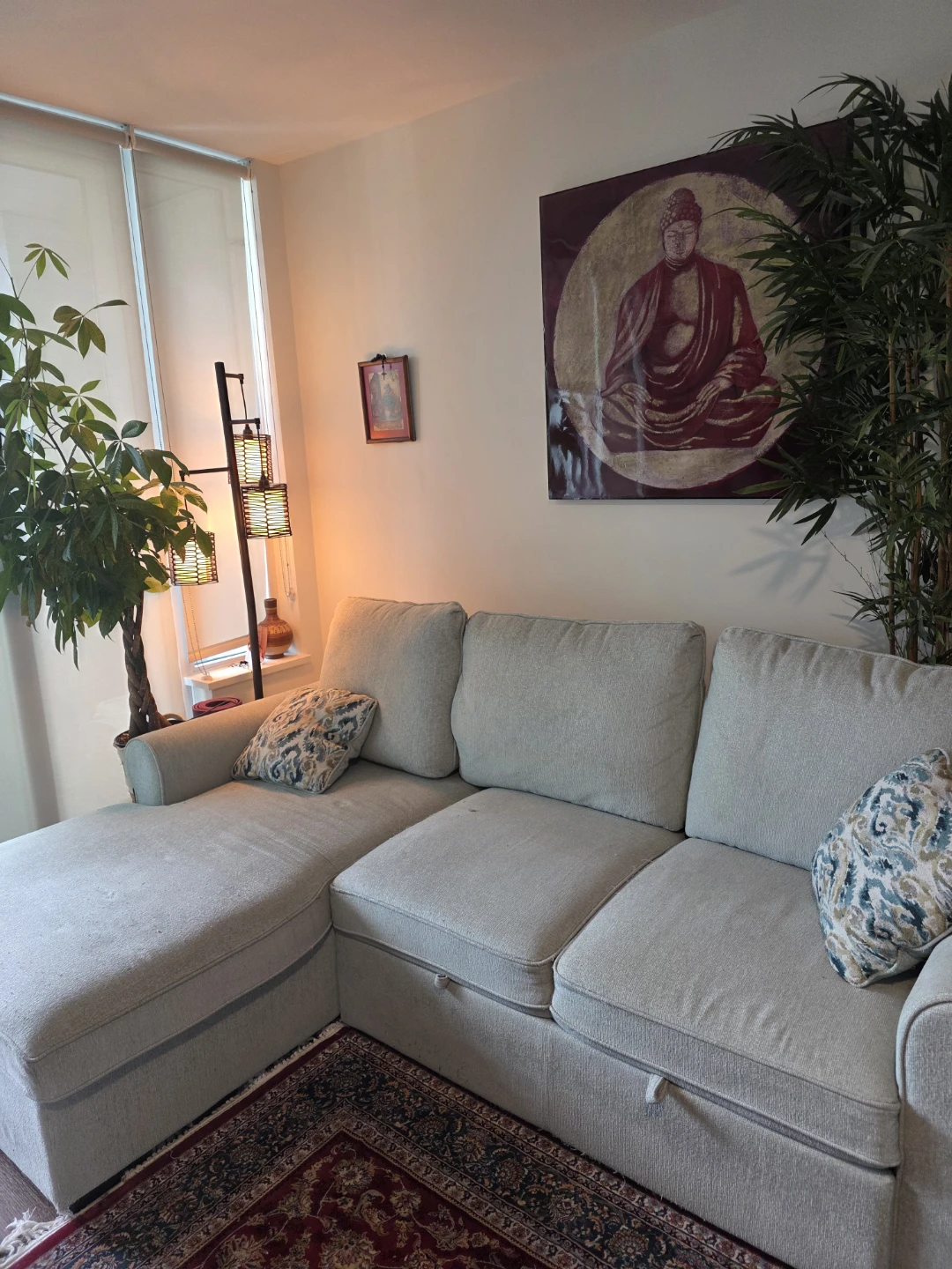 Light Grey Sectional Sofa Bed with Storage