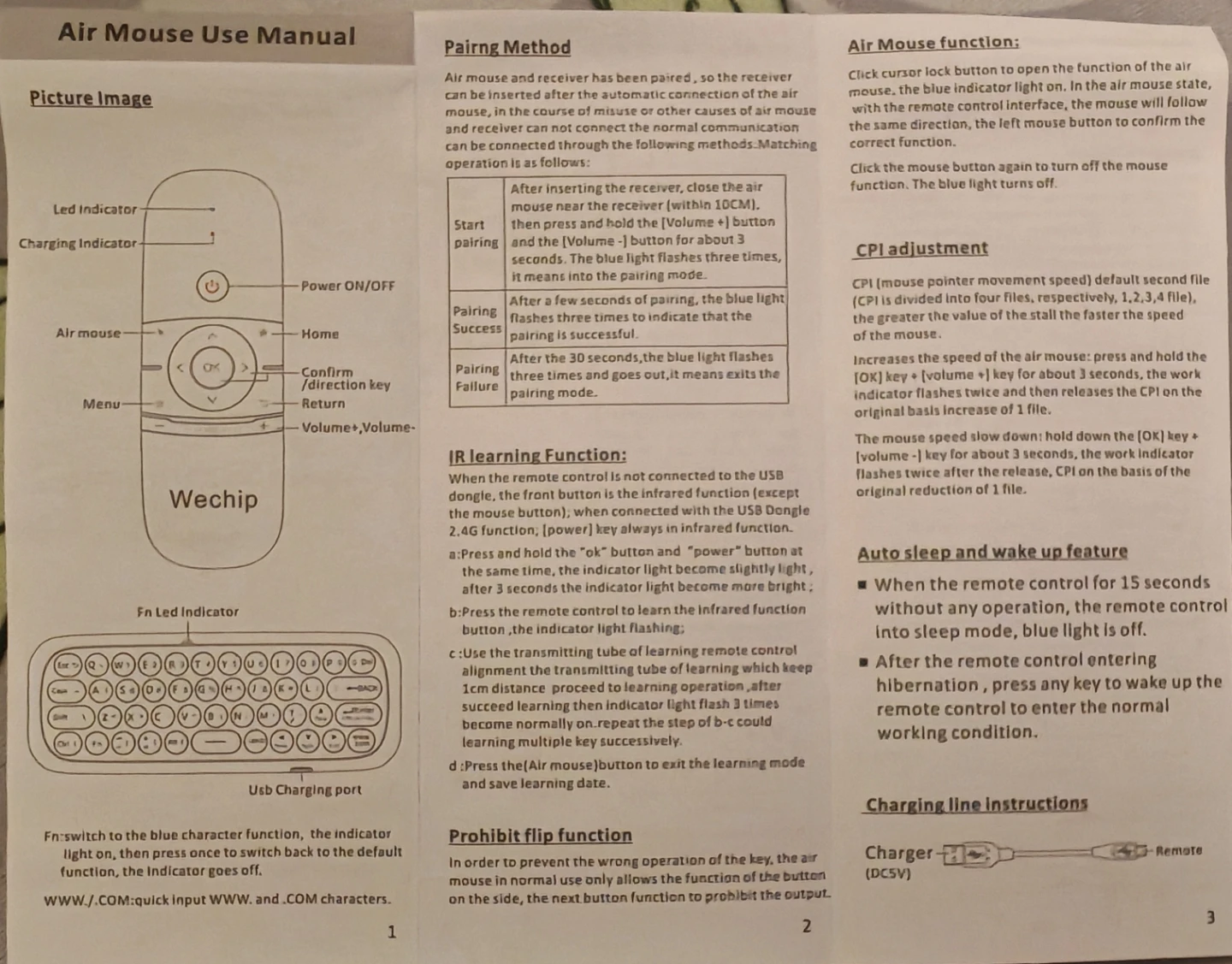 Wechip Air Mouse Remote + Mini Wireless Keyboard - photo 4