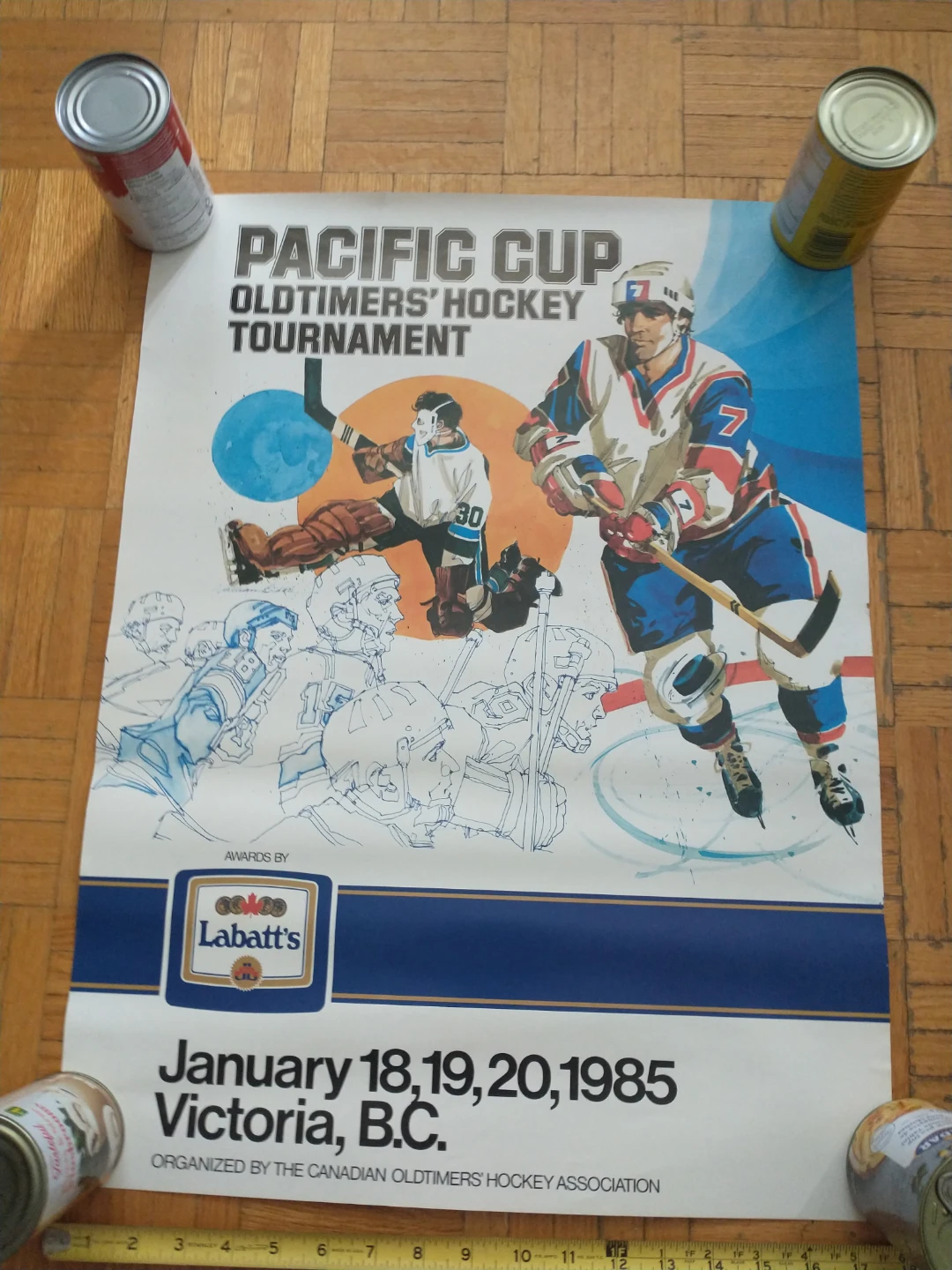 1985 Pacific Cup Oldtimers' Hockey Tournament 13 x 24 "Poster - photo 3