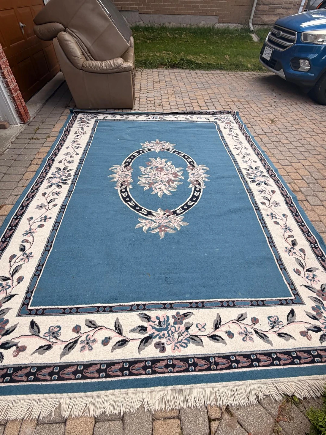Large Blue Floral Area Rug
