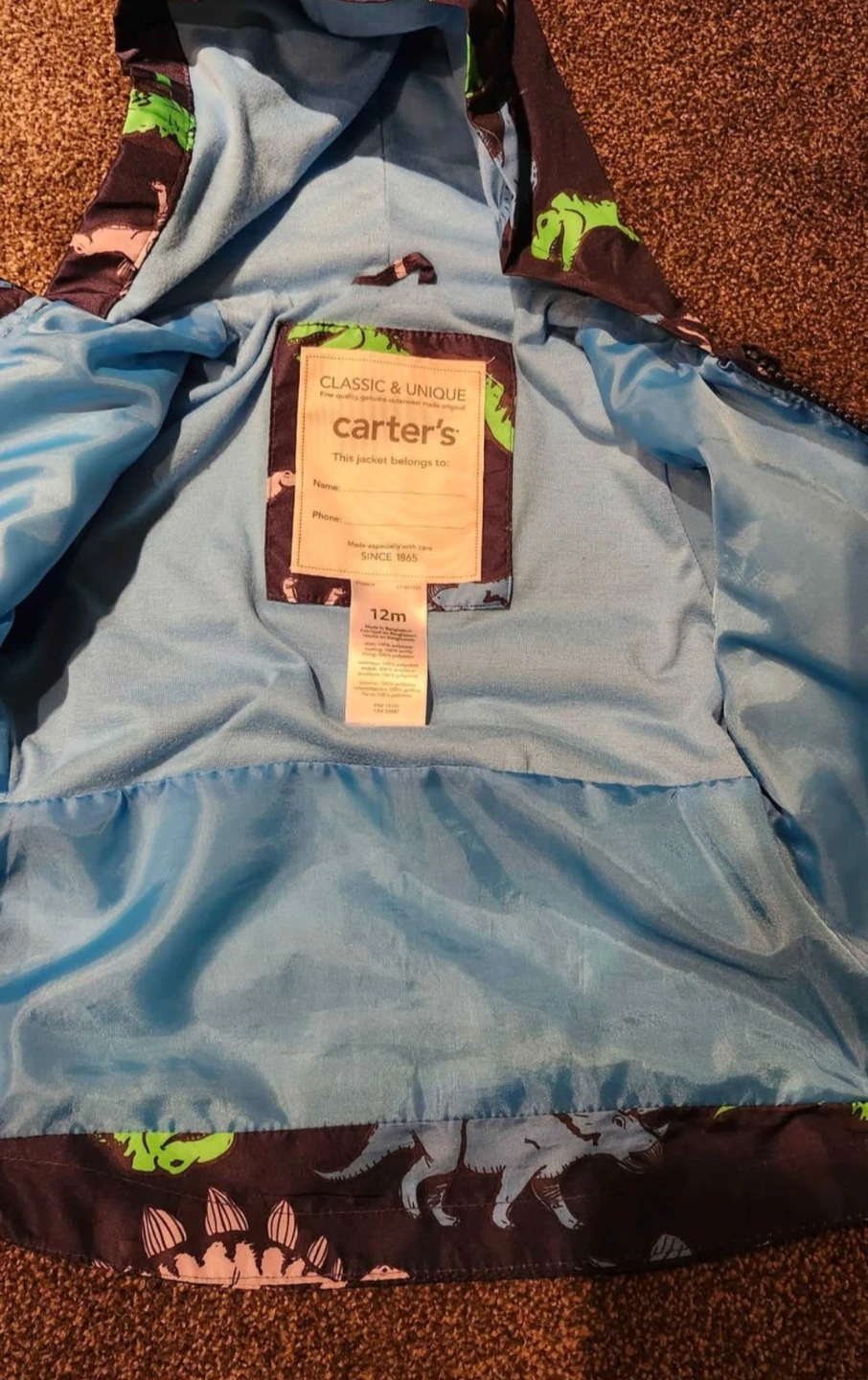 Carter's dinosaur print toddler jacket 🏈 - photo 2